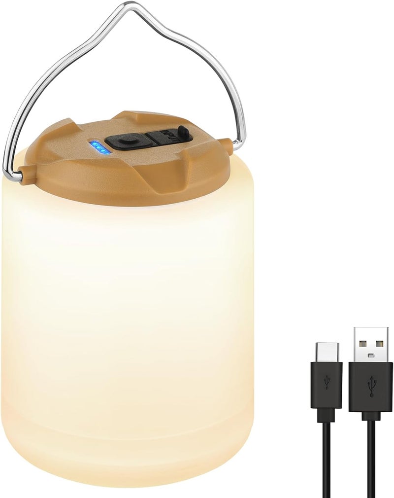BOBKID LED Camping Lantern, Rechargeable Camping Light, 4 Modes Outdoor Flashlights Lanterns with 1000LM, Water Resistant Portable Emergency Camp Light for Hurricane Hiking Survival Kits - Khaki - Image 1